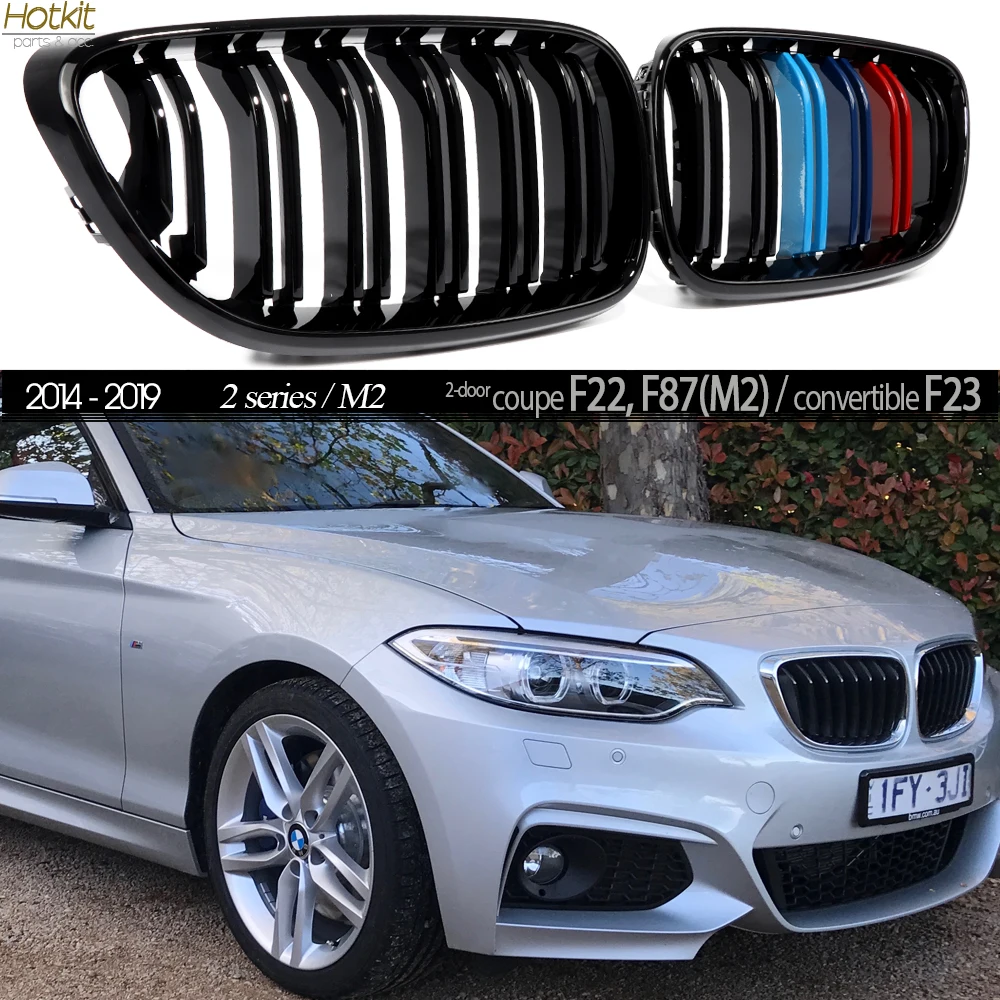 F22 F23 F87 M2 Gloss M Grille, Tri-colour M Grill for BMW 2 Series 2-Door Coupe, Convertible 2014 - 2019