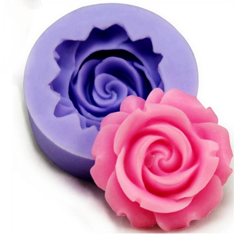 1szt 3D Kwiat róży Kształty Silikonowa forma Fondant Forma Sugarcraft Dekorowanie ciast Narzędzia do pieczenia Surgar Mydło Świeca Forma M087