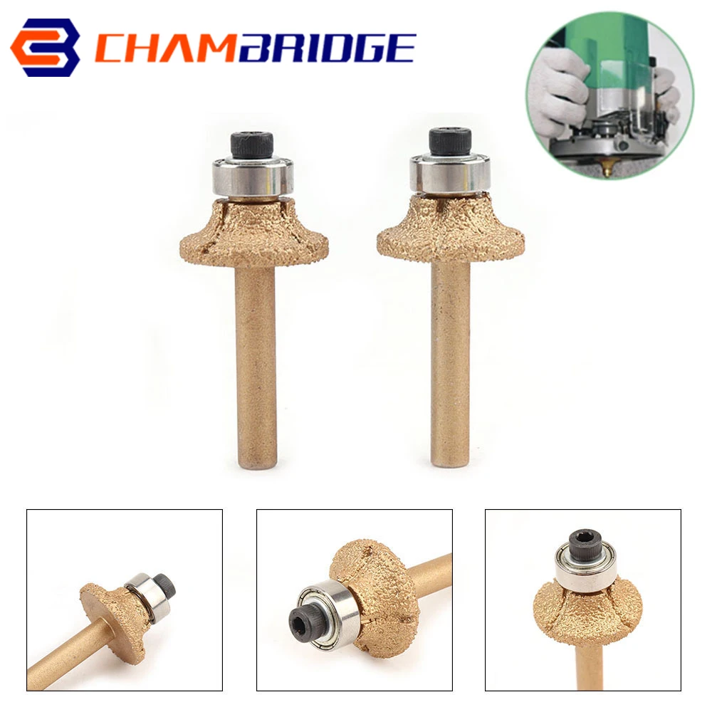 1pc Diamant Router Bits Mit 6mm Runde Schaft für Granit Marmor Router Cutter Profiling Schneiden Stein Rand Gravur werkzeuge