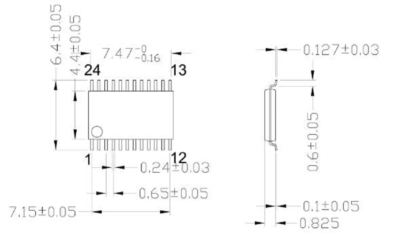 SSOP24/TSSOP24 IC소켓 피치0.65 IC 폭4.4 ~ DIP24 프로그래밍 소켓 플래시 테스트 ZIF 어댑터 고온/저온 30V 50mΩ