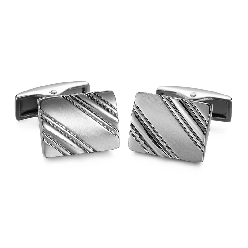 High quality metal Cufflinks Hand carved laser smooth Cuff-links Golden Silvery Black cuff button  Successful men's jewelry gift