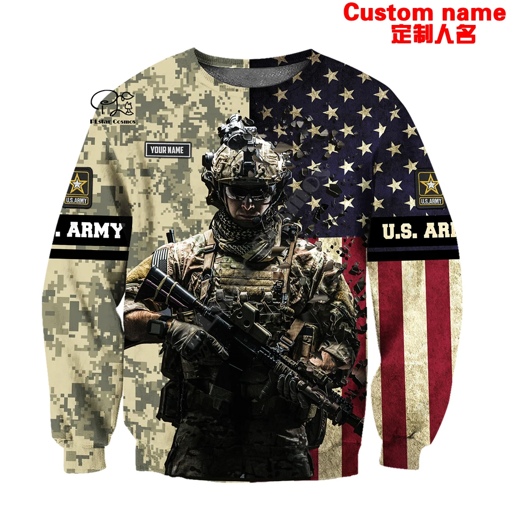 Custom Name Army Eagle Camo Veteran NewFashion Vintage Tattoo Retro 3DPrint Men/Women Streetwear Pullover Funny Jacket Hoodies 8