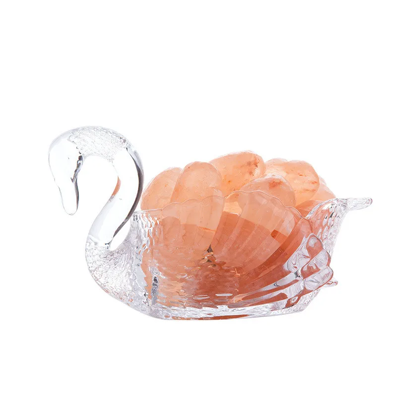 Cisne lâmpada de cristal sal criativo luz da noite natural rock himalaia purificador ar incandescente mesa cabeceira nightlight usb