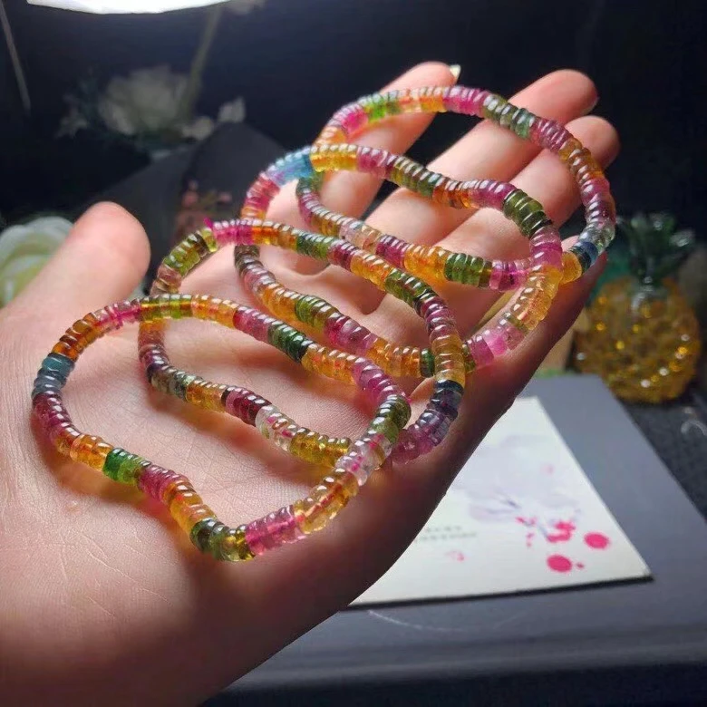 

Натуральный красочный браслет с кристаллами турмалина 5,8 мм, прозрачные бусины счеты, турмалин, женские ювелирные изделия, натуральная AAAAAA