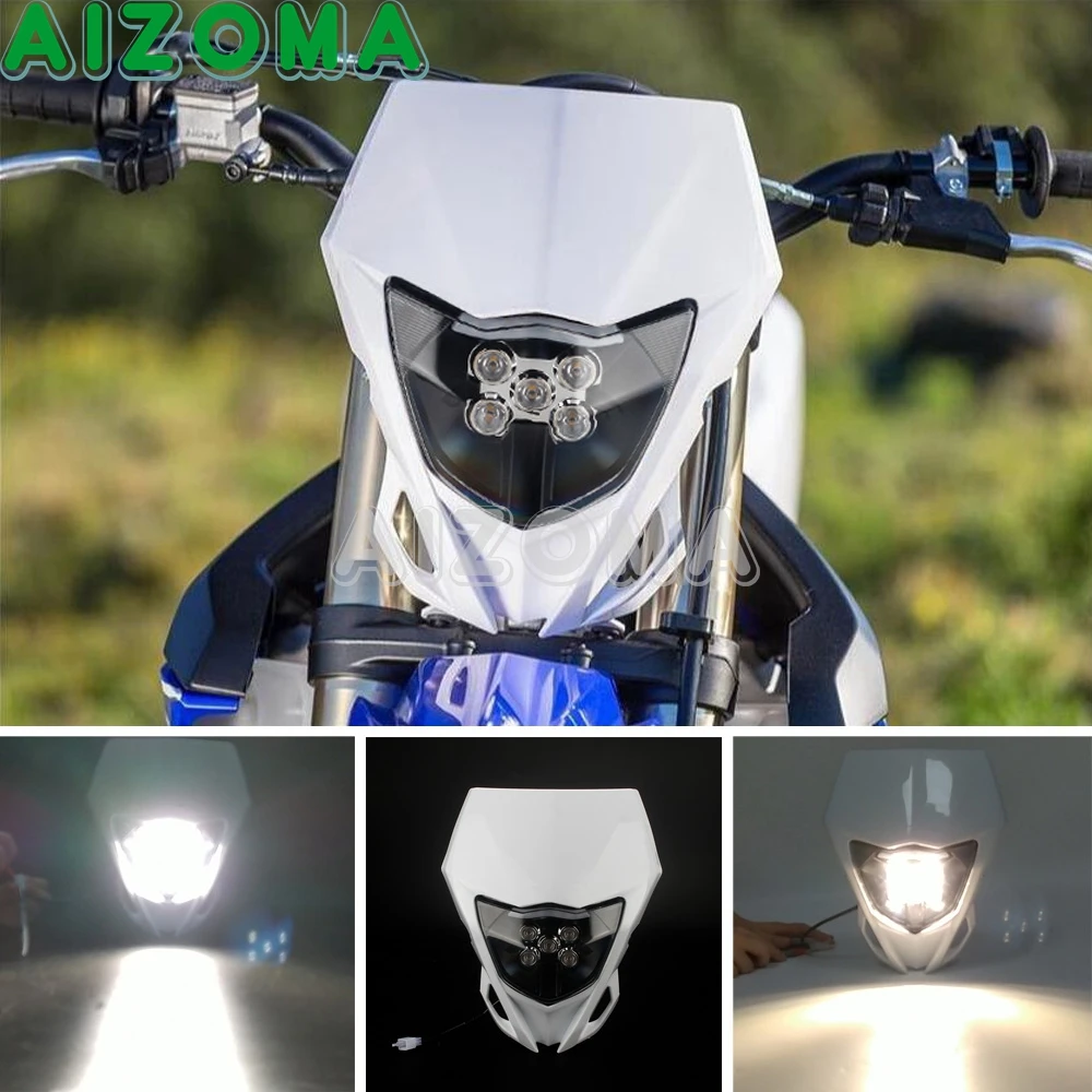 Universal LED Motorcycle Headlight Headlamp For Yamaha WR250F WR450F WR250R YZ450F YZ TTR WR FX MX Enduro Dirt Bike Head Light