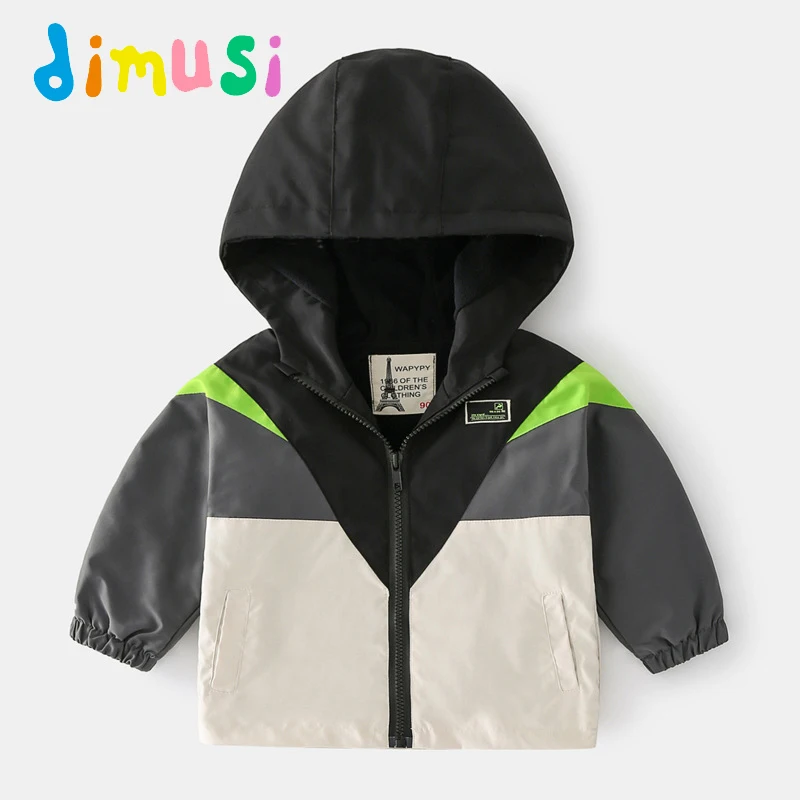 

DIMUSI Autumn Winter Boy's Bomber Jackets Child Kids Casual Outerwear Warm Windbreaker Patchwork Hooded Coats Clothing 8Y