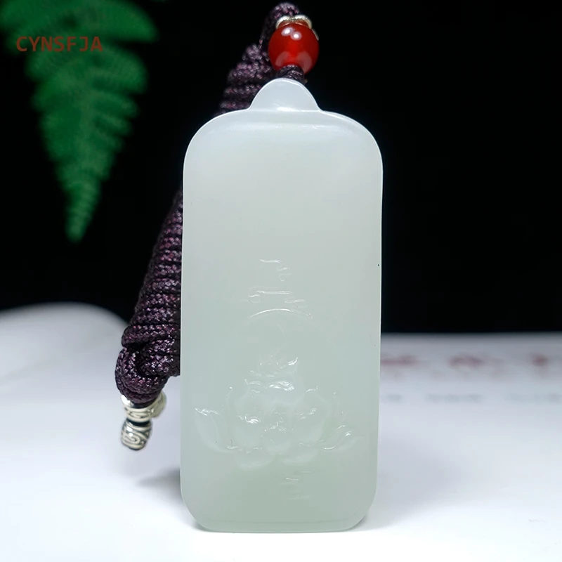 

CYNSFJA New Real Certified Natural Chinese Hetian Jade Nephrite Unisex Lucky Amulets Lotus Jade Pendant High Quality Bless Gifts