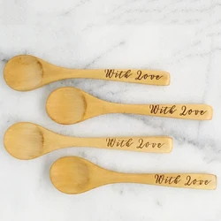 Cusmtom Name Wooden Spoon Jam Coffee Tea Salt Sugar Dessert Kid Ice Cream Tableware Tool Wood Spoons Party Favor