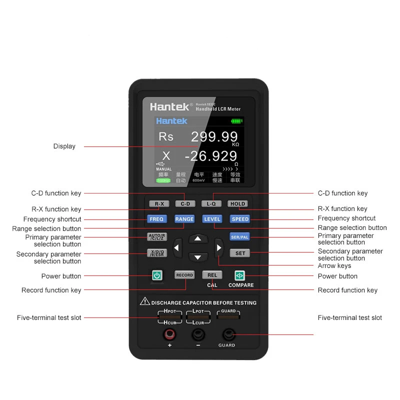 Hantek 1832C /1833C الرقمية المحمولة مقياس قدرة دائرة التوالي يده ديود تردد المتعدد أداة اختبار المقاومة 2.8 "L عدة