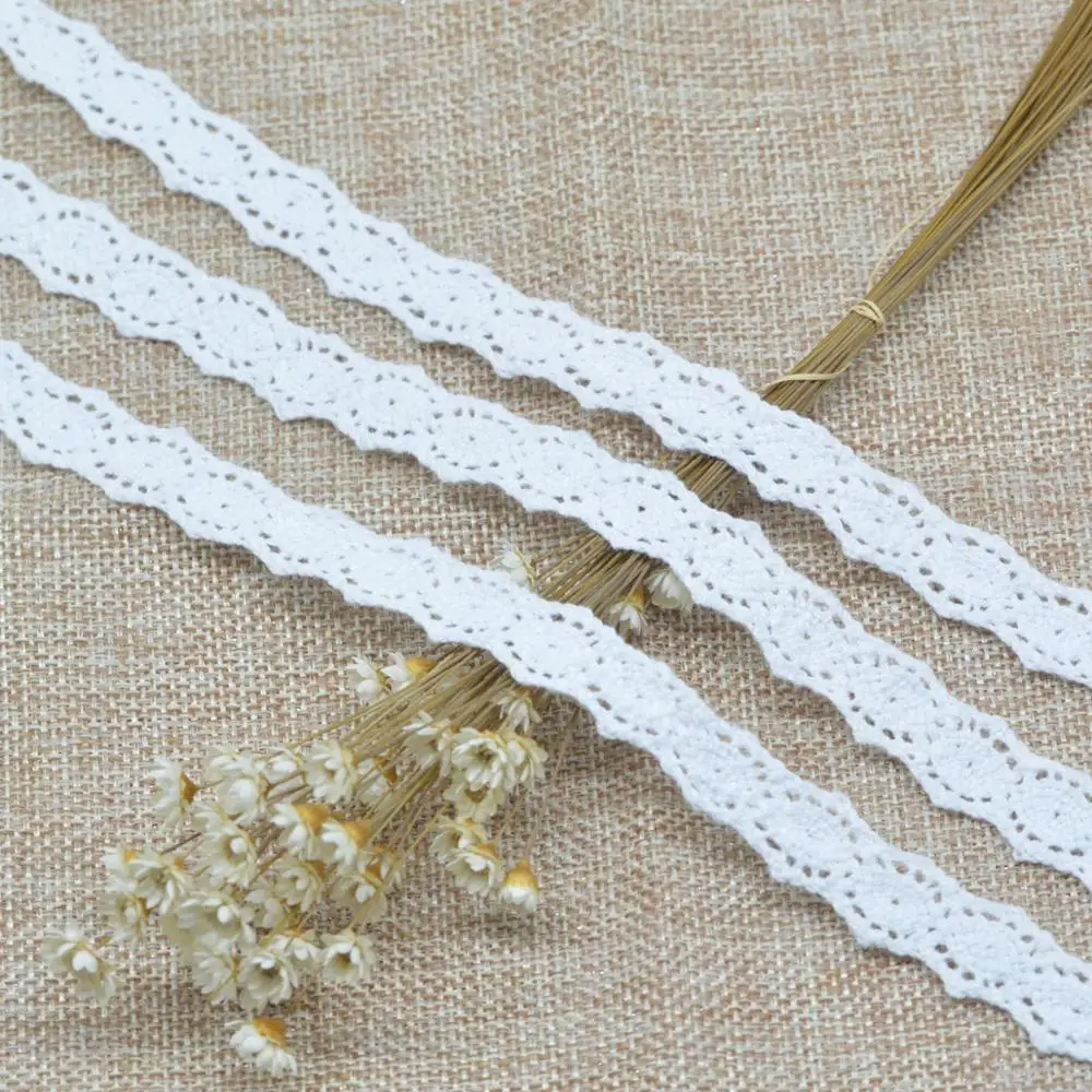 Garniture de dentelle en coton blanc de haute qualité, 5Yards(4.6m), matériel artisanal, tissu à coudre, accessoires de décoration, cadeau Pac