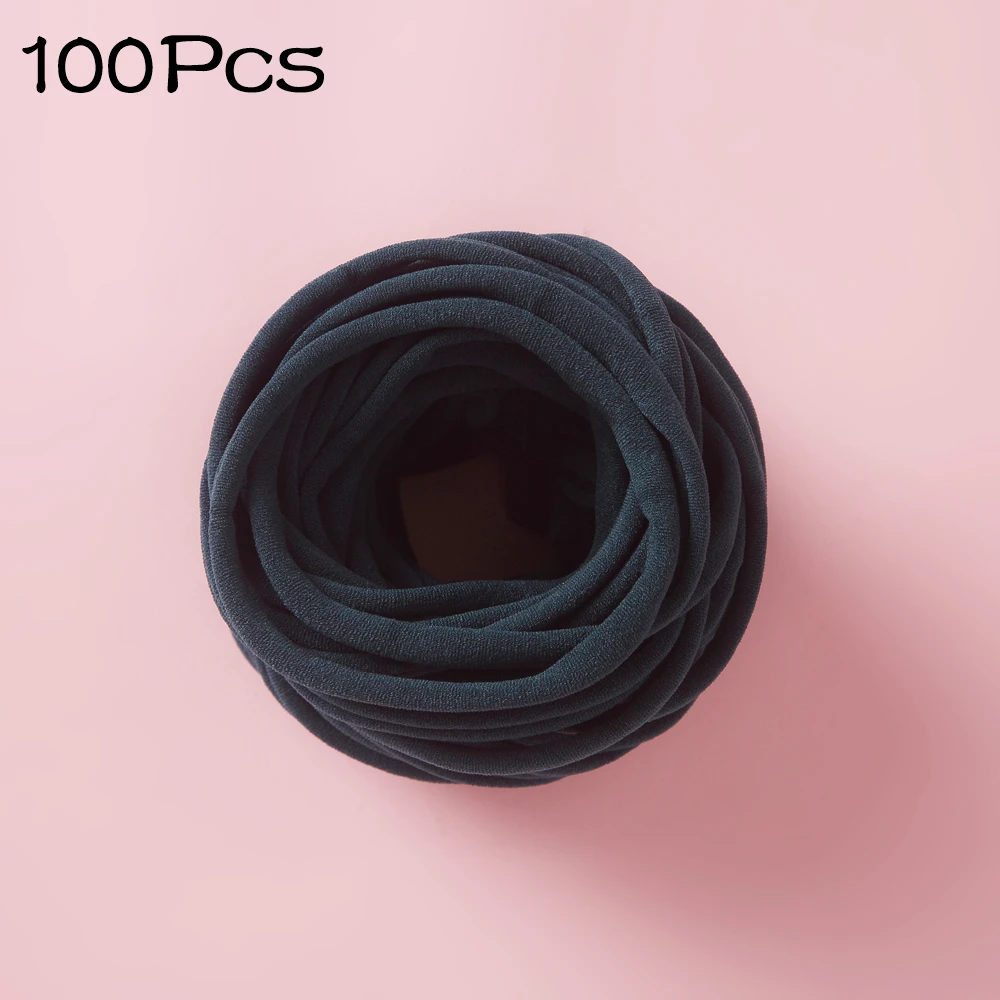 100 stks/partij Baby Meisje Nylon Hoofdband Nieuwe Traceless Rekbare Dunne Skinny Nylon Hoofdbanden Voor Kinderen Pasgeboren Baby Haaraccessoires