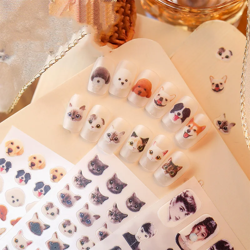 New arrived 3D Nail Stickers Decals Colorful Cute Cat & Dog Design Adhesive Stickers Nail Art  Decoration Z0361