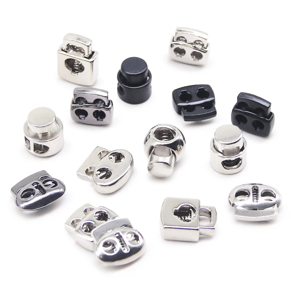 New 10pcs Vintage Silver Gunmetal Gold Cord Lock Toggle Metal Stopper DIY Apparel Sewing Garment Accessories Clamp Stopper