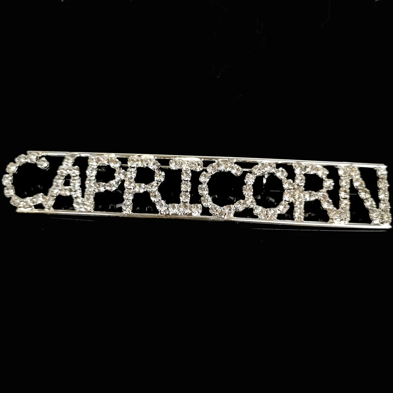 Hot Sell Crystal 12 Zodiac Letters Brooch Pins Unique Gift Aries Leo Vrigo constellation Jewelry