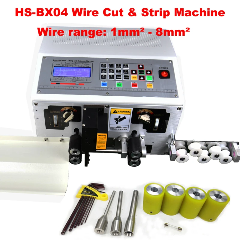 BX04 SWT508 1 Line Automatic Computer Wire Cutting Stripping Peel Machine 1mm² - 8mm² Cable Range Stripper with 4 Wheels Driving