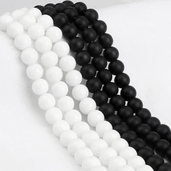 4 6 8 10mm Natural Stone Black White Onyx Beads Polish Matte Smooth Round Bead for Charms Jewelry Making DIY Bracelets Wholesale