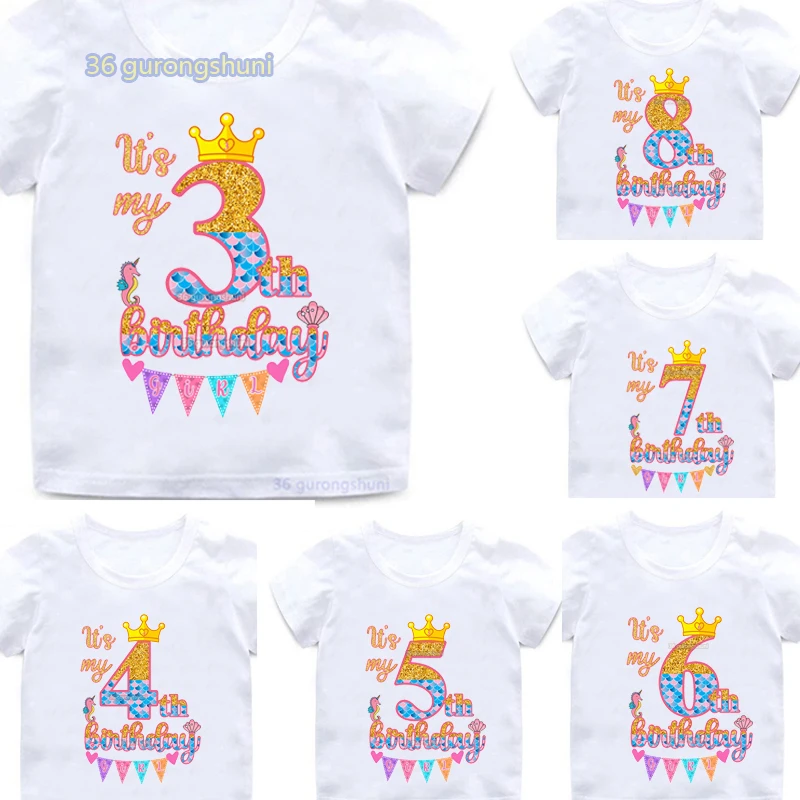 

Children Clothing Cartoon t Shirt For Girls Tshirt It’s My 4 5 6 7 8 th old Birthday Girl t-shirt Kids Clothes Graphic t Shirts