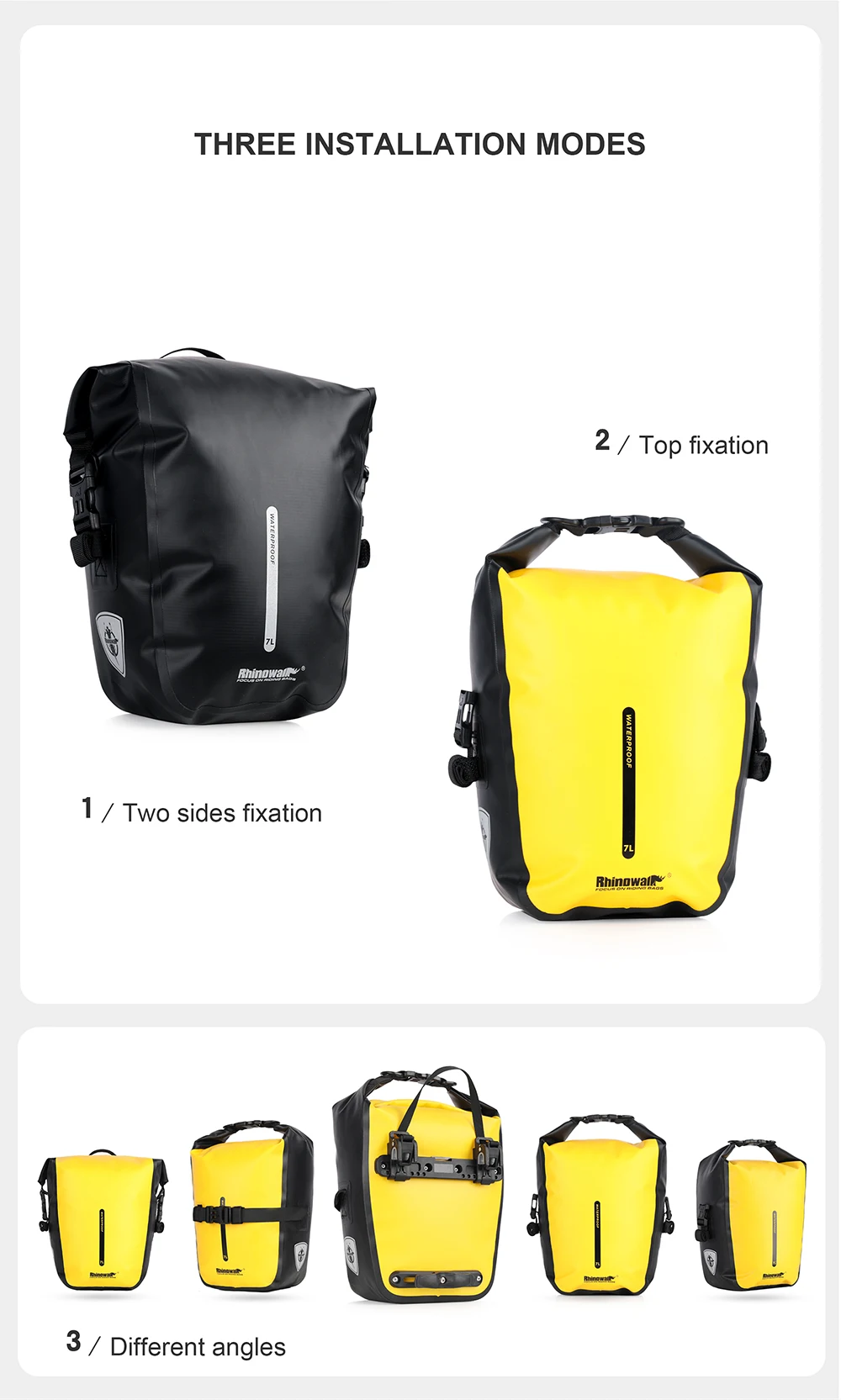 Rhinowalk Fahrradtasche, 7 l, erweitern, 10 l, wasserdicht, Fahrradtasche, Gepäckträger, Kofferraumtasche, MTB, Rennrad, Radfahren, Umhängetasche, Zubehör – Detail 3