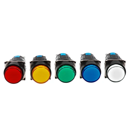 Interruptores de botón momentáneo iluminados, pulsador de 16MM con luz LED LA16, 1NO1NC, 12V, 24V, 220V