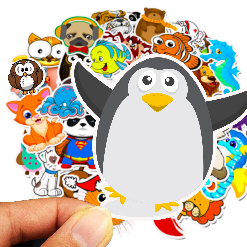 10/30/50PCS Cartoon Animals Stickers Laptop Guitar Luggage Fridge Phone Bike Waterproof Graffiti Sticker Decal Kid Classic Toys