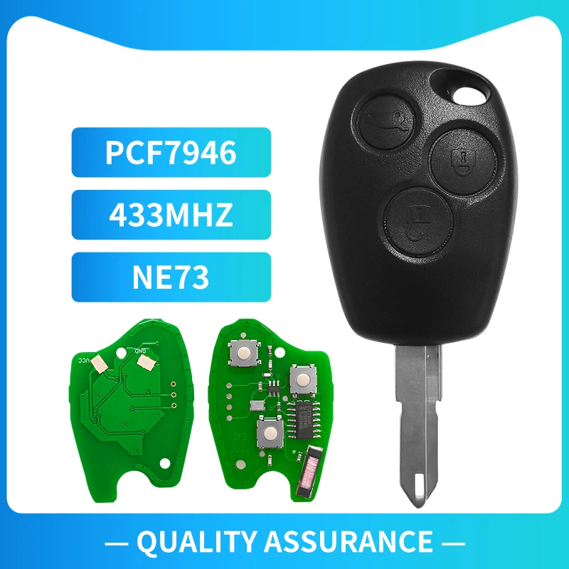 XNRKEY 3 Button Remote Key PCF7946 Chip 433Mhz NE73/VAC102/VA2 Blade for Renault Duster Clio 3 Twingo Dacia Logan Sandero Kangoo