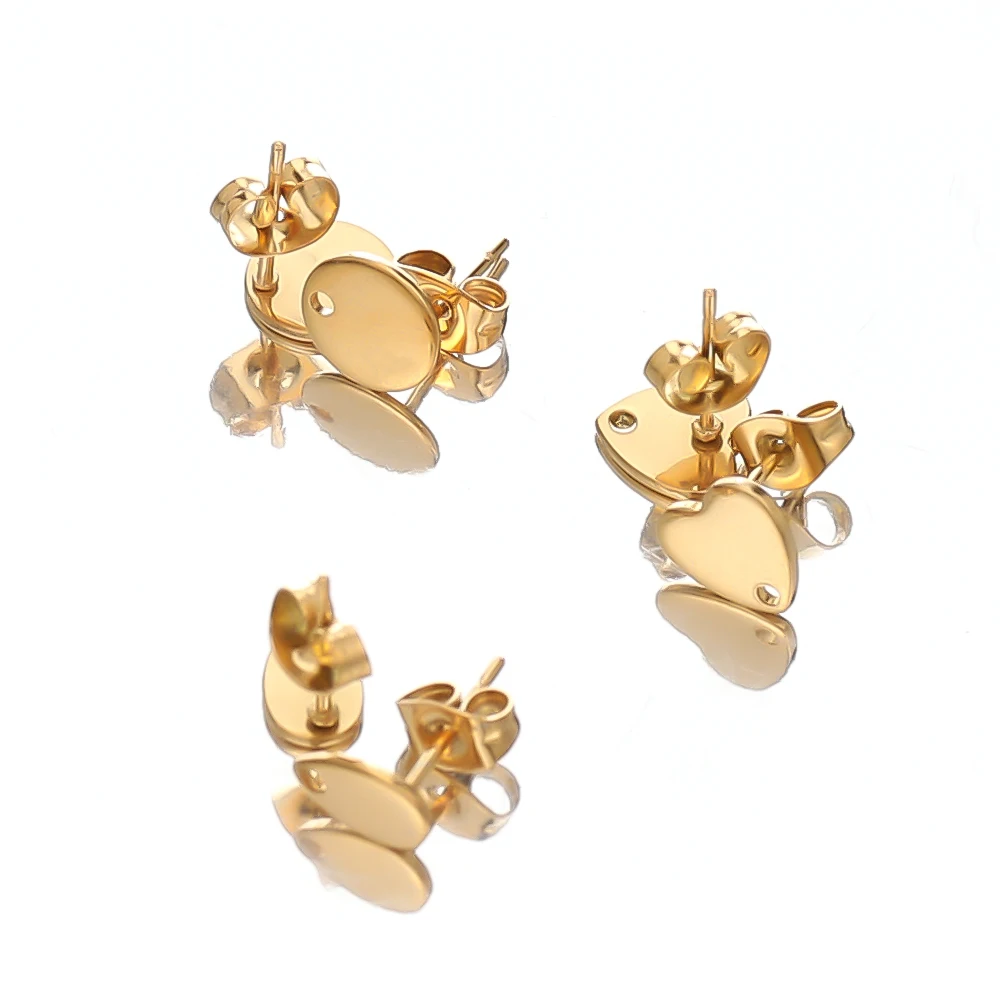 10 Stück Goldfarbene Edelstahl 8mm Herz-Ohrstecker DIY Ohrring-Zubehör Schmuckherstellung Anhänger-Accessoires Bastelkomponenten – Detail 4