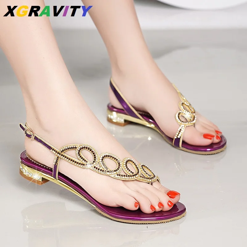 d027 New European American Designer Simple Flat Summer Shoes Elegant Rhinestone Women Flats Sexy Casual Sandals Dress Shoes Lady