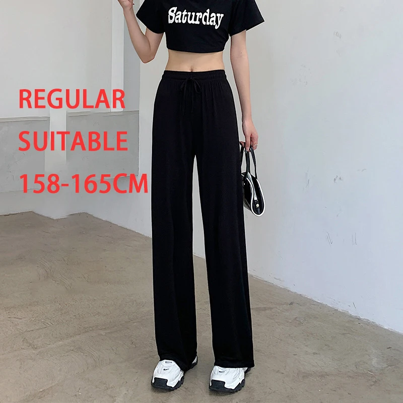 

Women's Pants Modal Pants Regular and Lengthened High Waist Straigh Wide-Leg Trouser Loose Casual Sports Pants