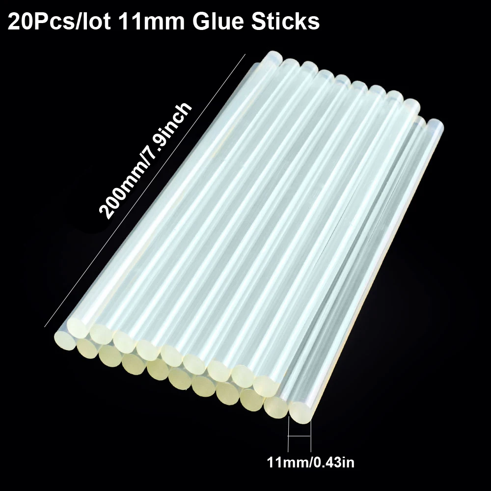 Imagem -02 - Newacalox-hot Melt Cola em Bastão Transparente Alto Diâmetro Adesivo Faça Você Mesmo Repair Tool Diâmetro 11 mm 0.43in Comprimento 200 mm 7.9in 20 Pcs Set