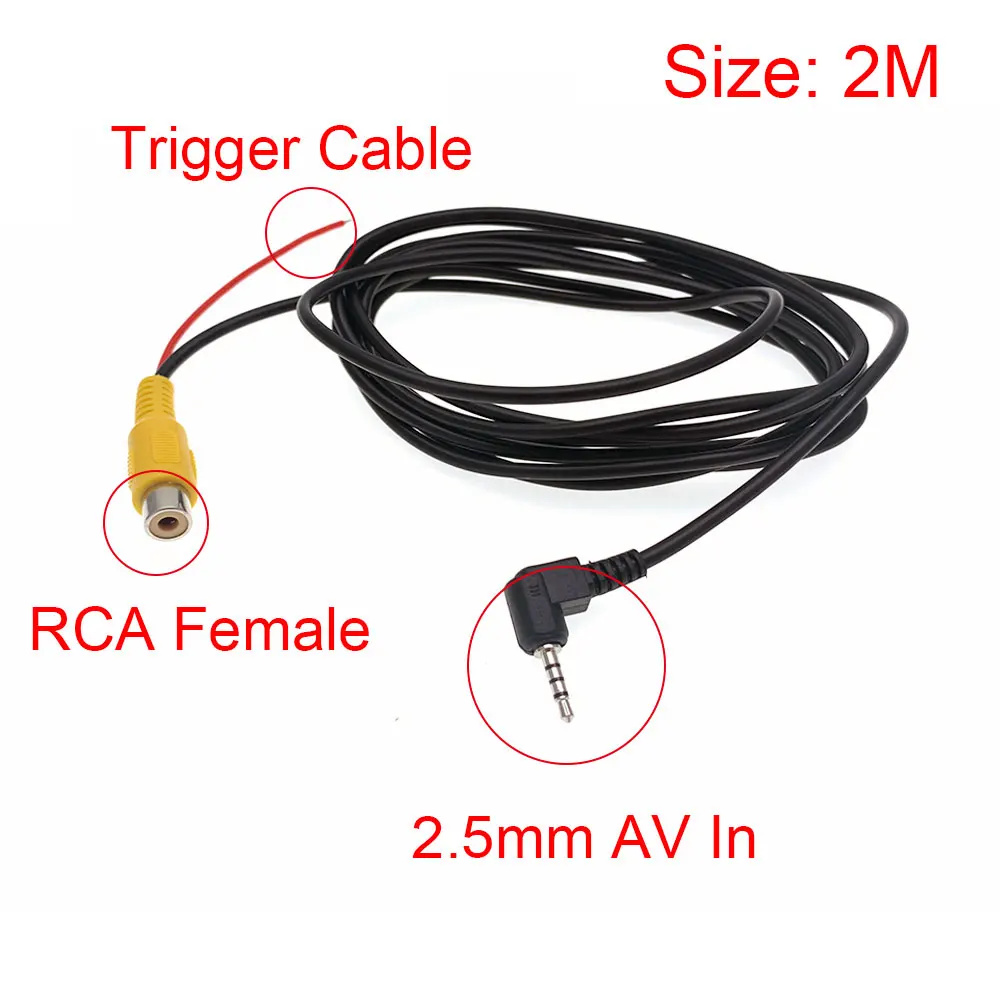 Car Rear View Camera RCA to 2.5mm AV IN Converter Cable for Car Rear View Reverse Parking Camera to Car DVR Camcoder GPS Tablet