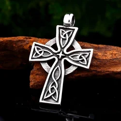 New Trendy Celtic Cross Pendant Necklace Men's Necklace Fashion Sliding Metal Cross Necklace Pendant Accessories Party Jewelry