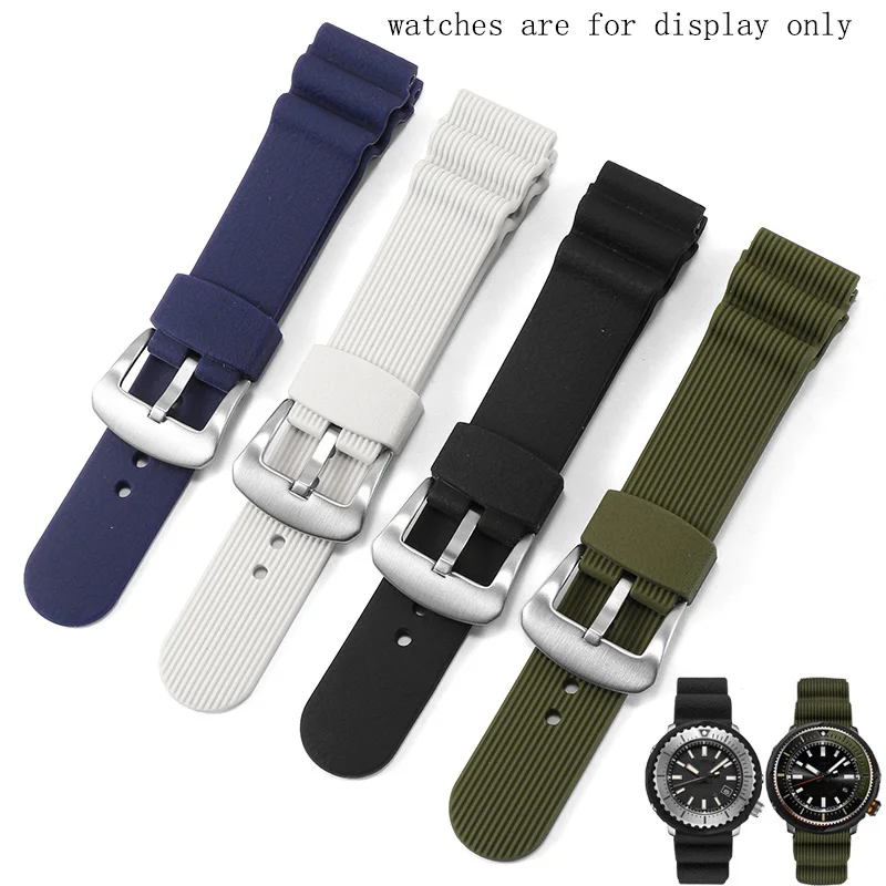 Silicone Watchband Replacement Seiko SNE544 Series 22mm Waterproof Sport Rubber Strap Black White Gray Blue Green