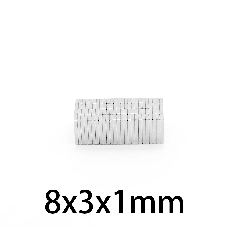 8x3x1mm Small Block Magnets N35 8mmx3mmx1mm Neodymium Magnet Permanent NdFeB Strong Powerful Magnetic 8*3*1mm