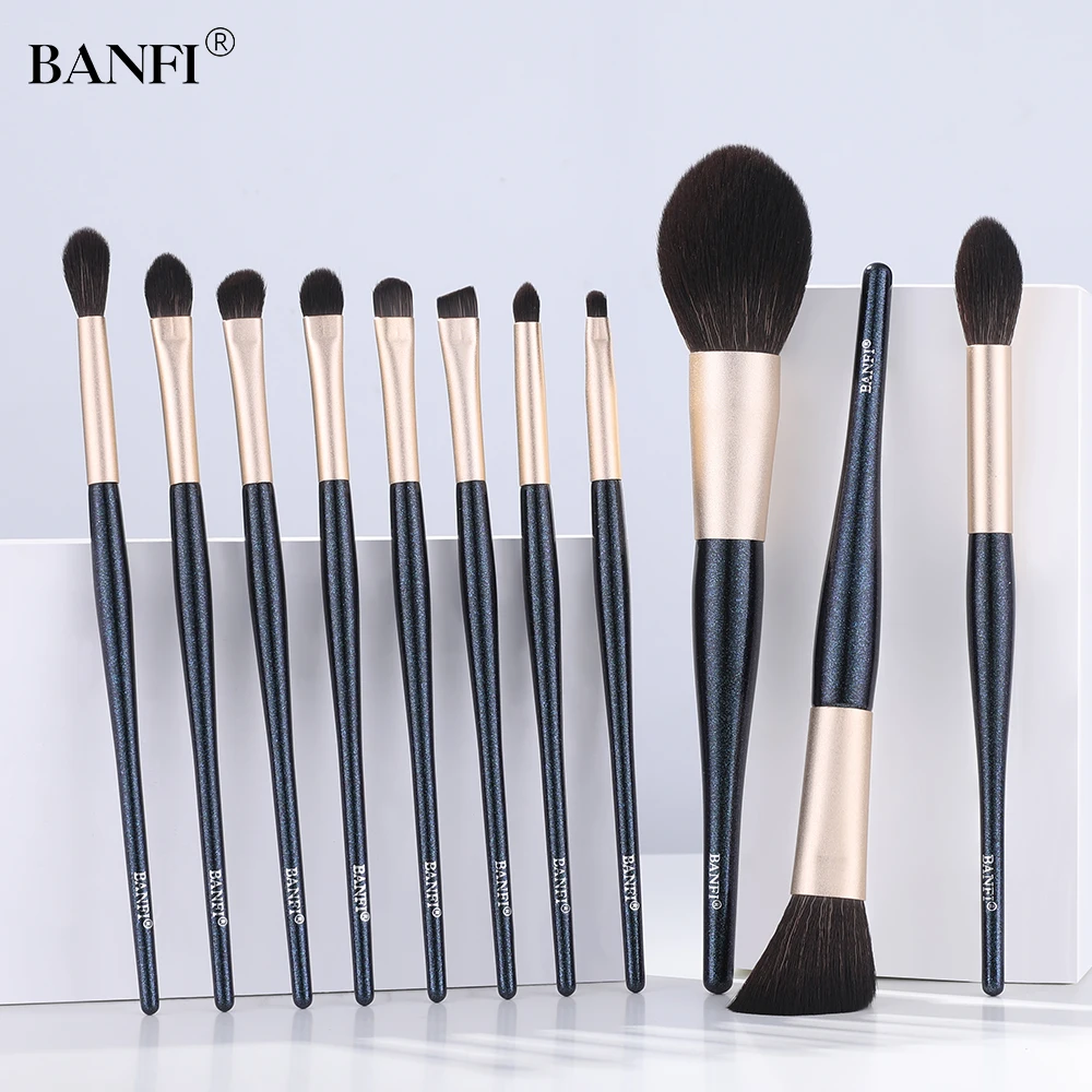 

BFNAI 11Pcs Star Makeup Brushes Set Designed According Color Starry Sky Make up Accesorios Eyebrow Paint Brushes Set Tools