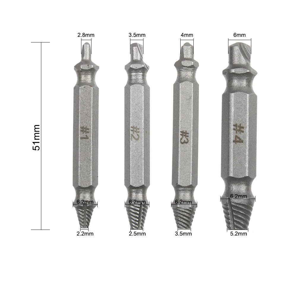 4Pcs Screw Extractor สว่าน Bits ชุดคู่มือ Broken Speed Out Easy Out Bolt สตั๊ด Stripped สกรู Remover เครื่องมือ