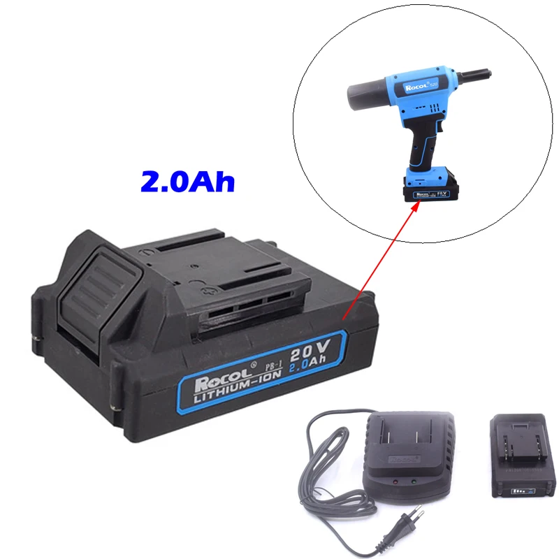 

1/4" Capacity Steel Aluminum Charger 20V Battery Electric Rivet Gun Parts Power Riveting Tool Blind Riveter Nut Gun Charger