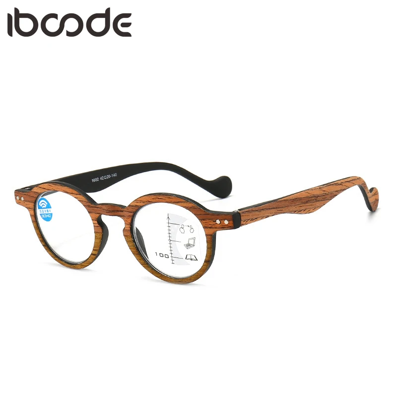 iboode Progressive Multifocal Men Women Wood Grain Reading Glasses Optical Spectacle Anti Blue Light Presbyopic Eyeglasses New