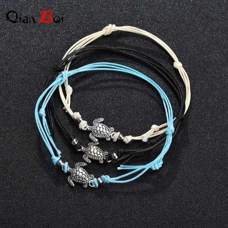 سوار سحر سلحفاة QianBei-Sea للنساء والأطفال ، سوار معصم ، خيط أحمر ، سلحفاة ، هدية
