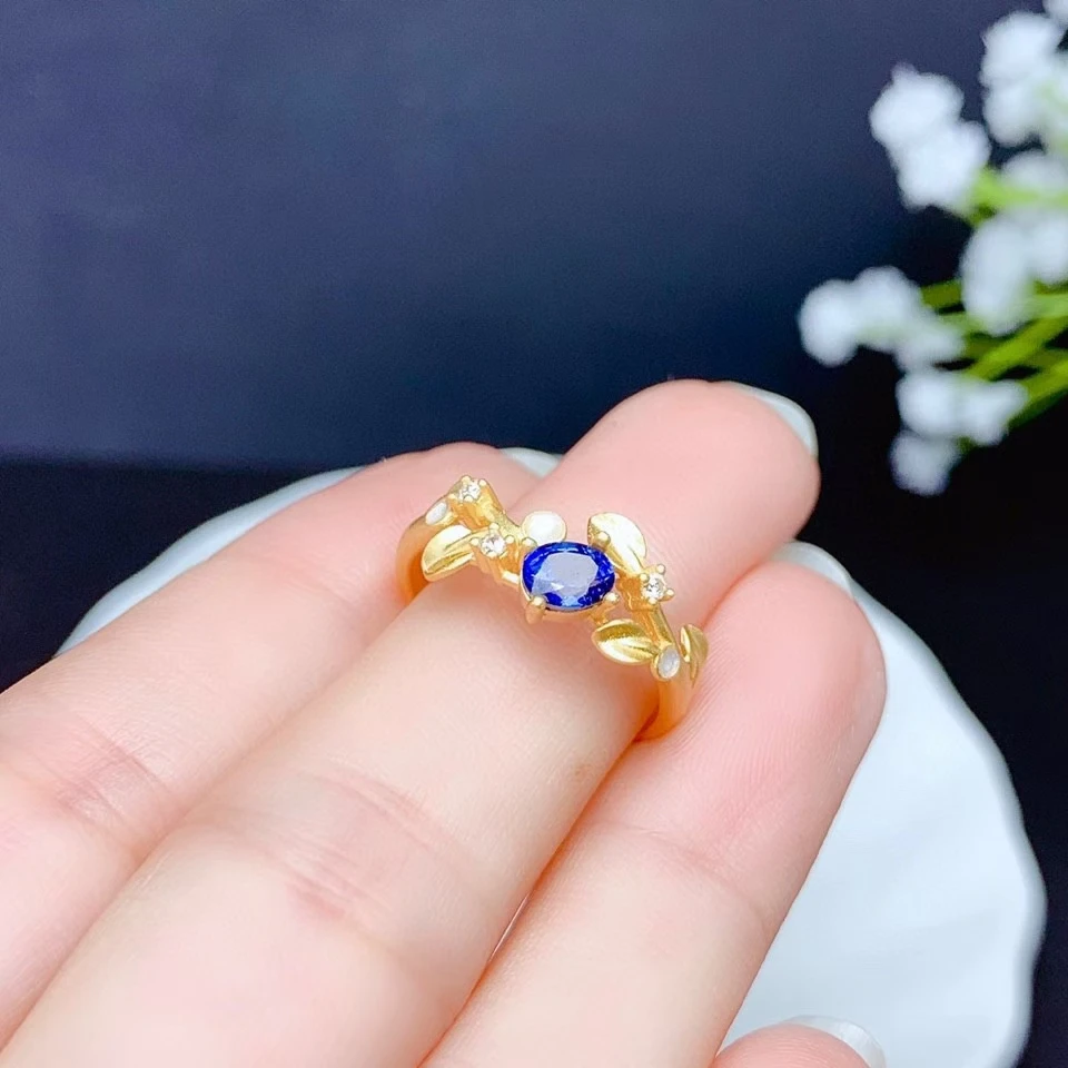 KJJEAXCMY fine jewelry 925 sterling silver inlaid natural sapphire new ring popular girl's ring support test