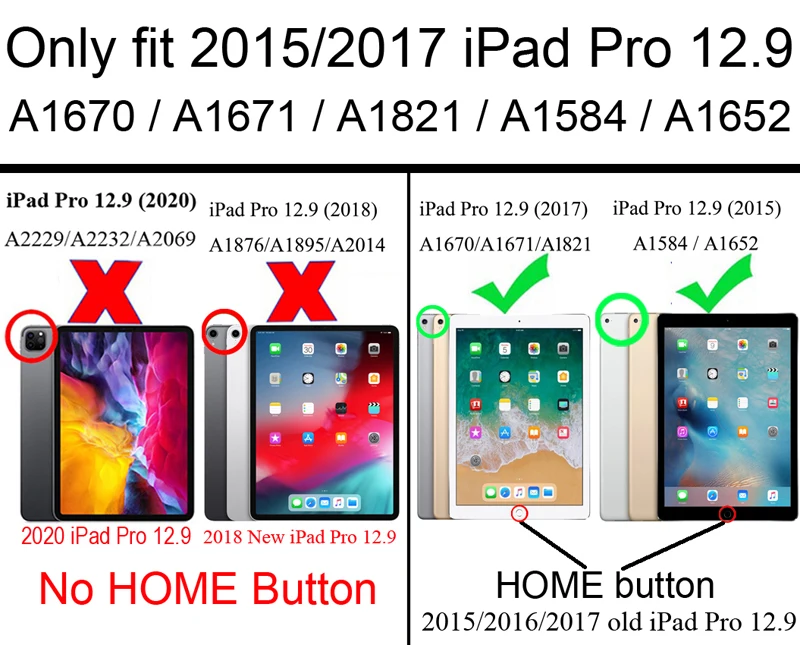 Protective case for 2015 iPad Pro 12.9 A1584 A1652 hard cover 2017 iPadPro 12.9 A1670 A1671 A1821 stand holder