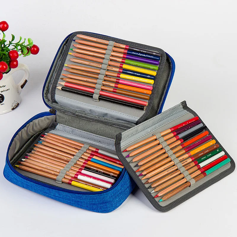 Estuche de lápices de lona para niñas y niños, estuche grande de 72 agujeros para volver a la escuela, estuche para bolígrafos, bolsa de cartucho