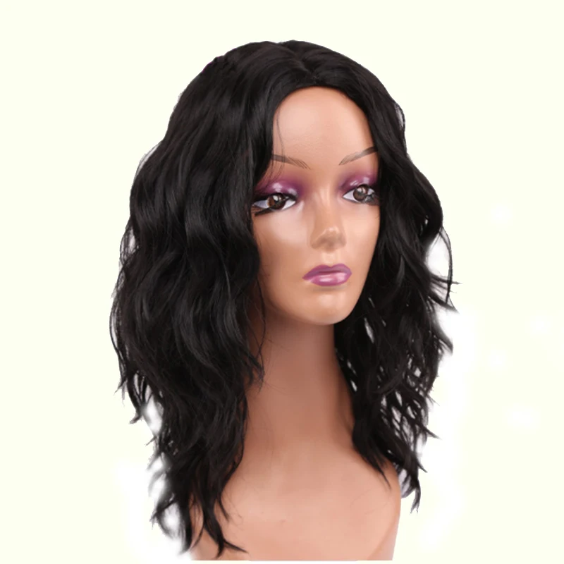 Short Wavy Wigs Synthetic Hair Wigs Bob Soft Ombre  Black Brown hair  For Women African Daily Party Wig