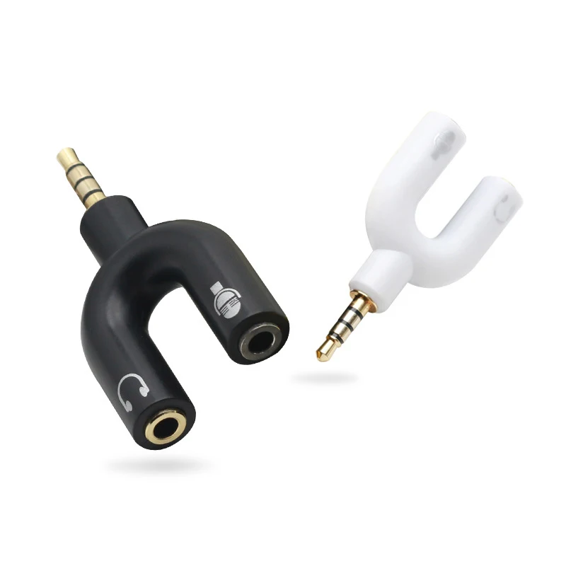Earphone Connector Converter 3.5mm Stereo Adaptor Splitter Audio to Mic & Headset Jack Plug Adapter For Mobile Phone Tablet PC