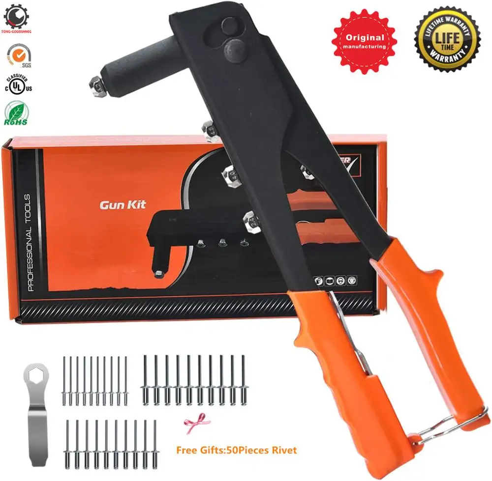 

Rivet Nut Tool,Professional Rivet Setter Kit,Riveter Gun Hand Riveting Kit,Nuts Nail Gun Household Repair Tools,With 50pcs Rivet