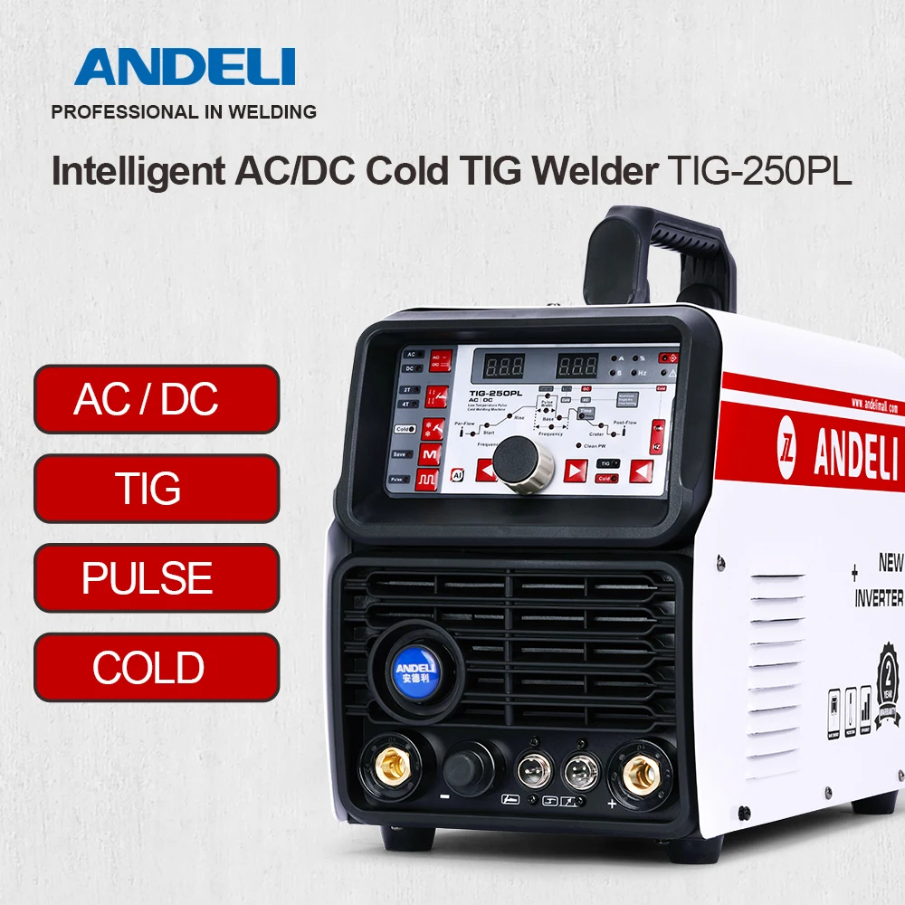 ANDEL 220V TIG-250 Series AC DC TIG เครื่องเชื่อม TIG AC TIG เย็น Pulse อลูมิเนียมเชื่อมเชื่อม MMA จุดเชื่อม