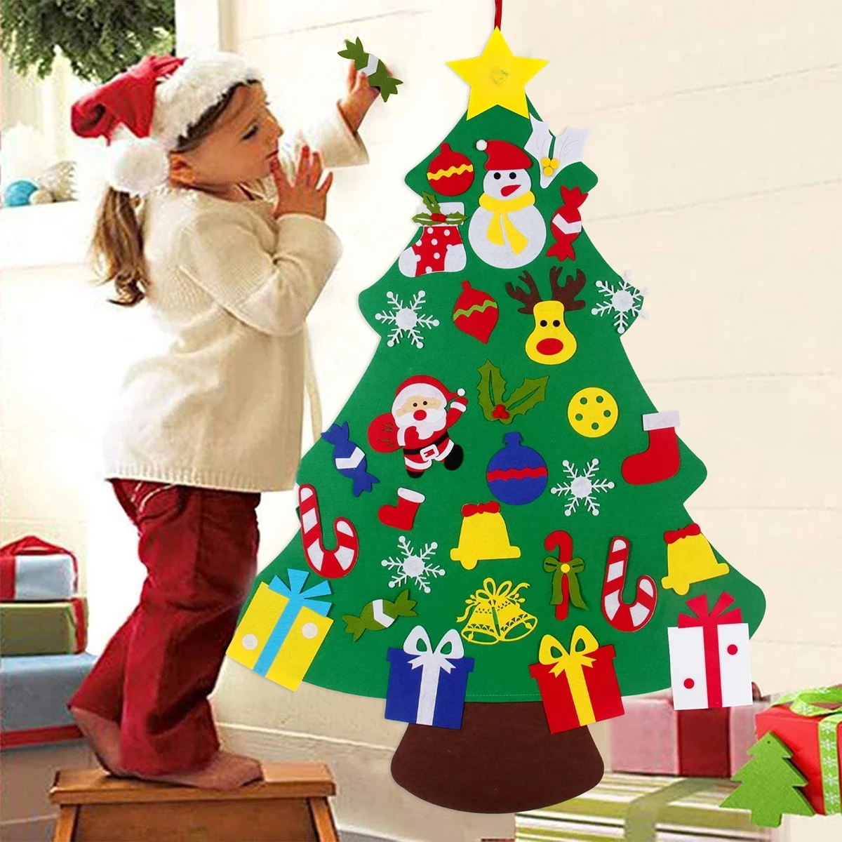 Arbre de Noël en Feutre pour Enfant, Décorations pour la Maison, Cadeaux de Nouvel An, 2023, 2024