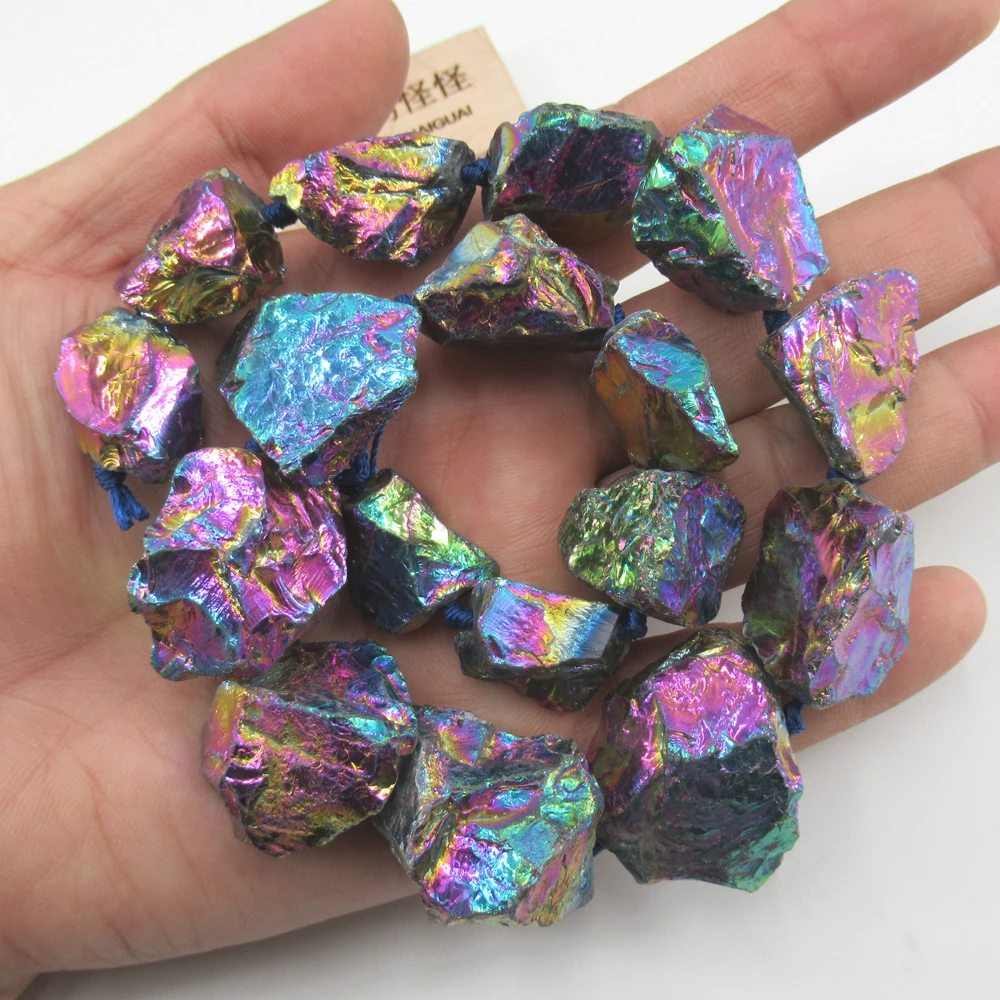 APDGG Natural 16x18-26x28mm Colorful Titanium Quartz Rough Loose Nugget Beads 16\