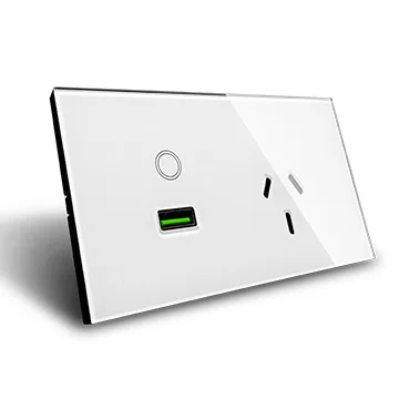 SAA Certifications Glass Panel Australia/New Zealand building wall Touch Sockets with USB Charger 2100mA output