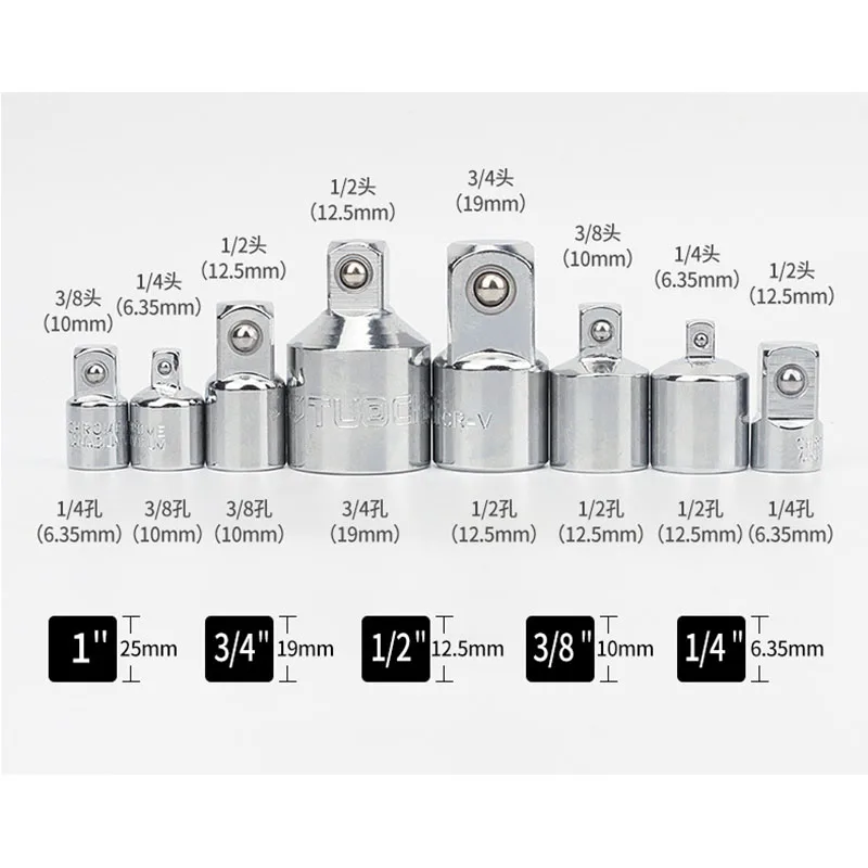 CR-MO Tác Động Ổ Cắm Bộ Chuyển Đổi CR-V Ratchet Ổ Cắm Cờ Lê Bộ Chuyển Đổi 1/2 Đến 3/8 Năm 3/8 Đến Năm 1/4 Năm 3/4 Đến Năm 1/2 Ổ dụng Cụ Sửa Xe