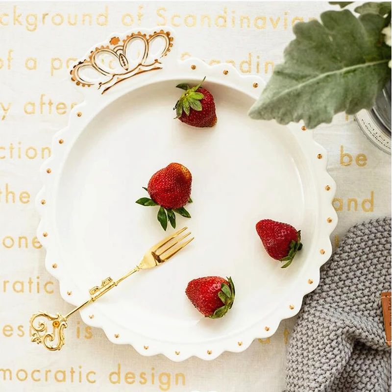 

New 10 Inch Ceramic Creative Decoration Diamond Plate Steak Plate Western Plate Breakfast Tableware Dish Household Flat Plate